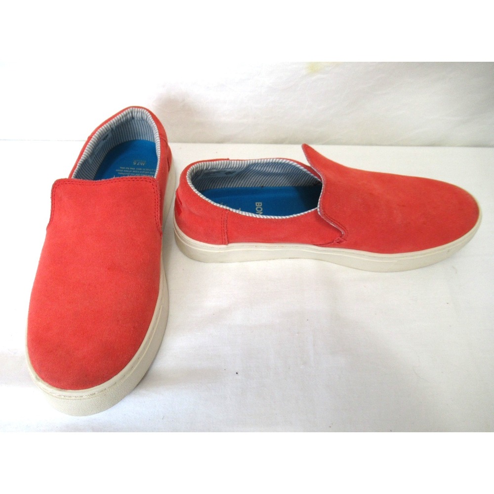 Toms Bonobos x Men's Size 7.5 Red/Orange Suede Slip On Sneakers